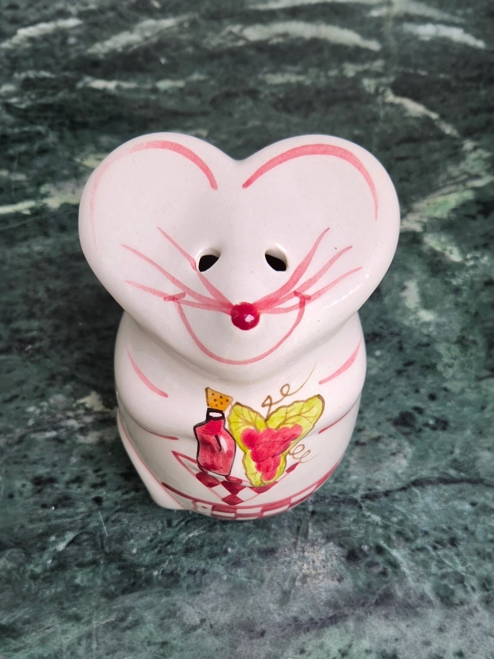 Adorable Vintage Laurie Gates Pink Pottery Mouse Parmesan Cheese Shaker